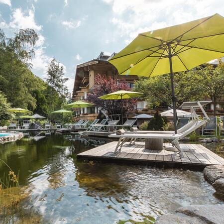 natural swimming pond garden hotel theresia in austria